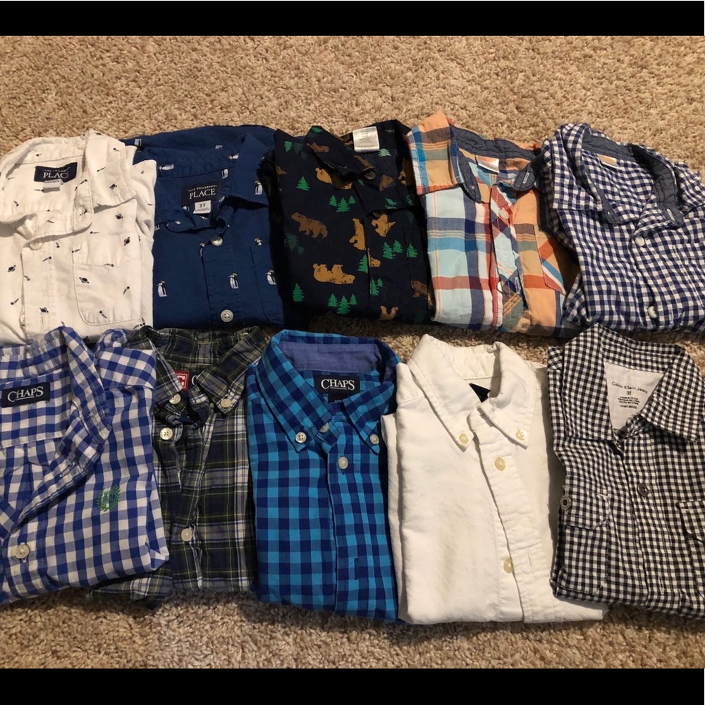 Bundle of 10 long sleeve button up shirts size 3t